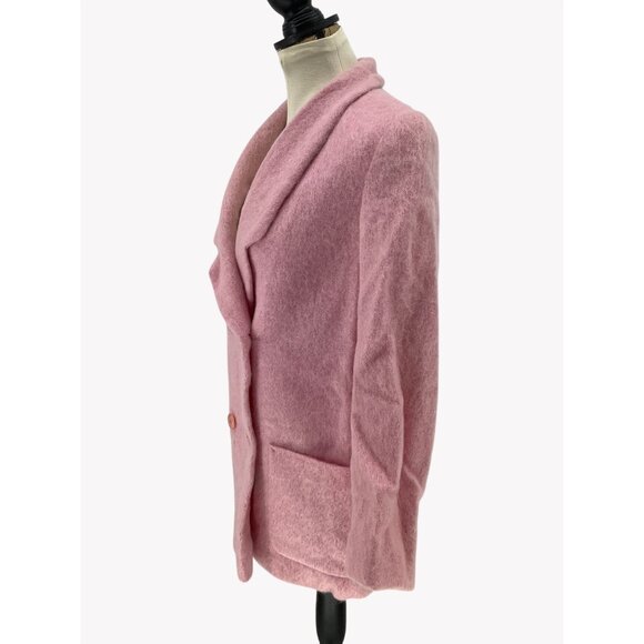Vintage 60s Emily Wetherby Pink Mohair Double-Breasted Womens Blazer Size 10 - Picture 2 of 6